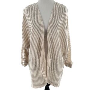 Cotton on open cardigan sweater M cream tan strips old money coastal grandma